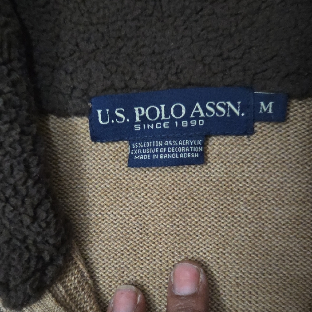 U.S. Polo Assn. Men's Beige Zip-Up Sweater - Picture 3 of 4